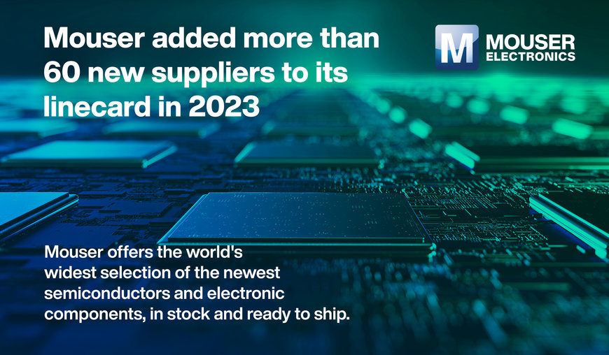 Mouser Electronics continúa ampliando su línea de productos y añade más de 60 fabricantes en 2023